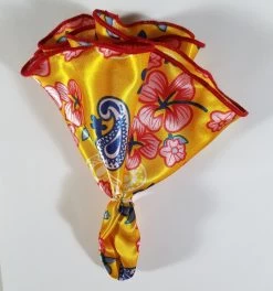 Antonio Ricci 2-in-1 Pouf Round Pocket Square - Marigold & Red Floral -Fashionable Costume Gold Red Floral4 03493.1651353915