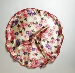 Antonio Ricci 2-in-1 Pouf Round Pocket Square - Ivory With Red Floral -Fashionable Costume Ivory Red Floral 2 31891.1683484053