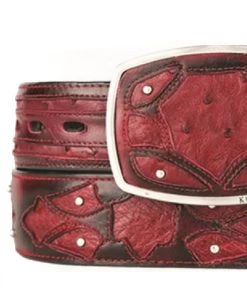 King Exotic Genuine Ostrich Quill Cut-Out Design Western Belt - Faded Burgundy -Fashionable Costume KE BLT 4C11F0343 3 71922.1613429162
