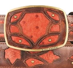 King Exotic Genuine Ostrich Quill Cut-Out Design Western Belt - Faded Cognac -Fashionable Costume KE BLT 4C11F0357 2 82700.1613429162