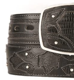 King Exotic Genuine Teju Lizard Cut-Out Design Western Belt - Black -Fashionable Costume KE BLT 4C11F0705 3 21349.1613639292
