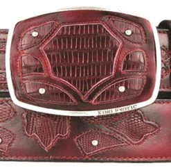 King Exotic Genuine Teju Lizard Cut-Out Design Western Belt - Faded Burgundy -Fashionable Costume KE BLT 4C11F0743 2 34400.1613514473