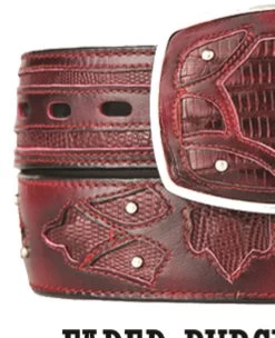 King Exotic Genuine Teju Lizard Cut-Out Design Western Belt - Faded Burgundy -Fashionable Costume KE BLT 4C11F0743 3 68109.1613514473
