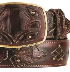 King Exotic Genuine EEL Cut-Out Design Western Belt - Faded Brown -Fashionable Costume KE BLT 4C11F0816 3 86529.1613601694
