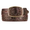 King Exotic Genuine EEL Cut-Out Design Western Belt - Faded Brown