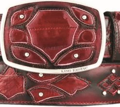 King Exotic Genuine EEL Cut-Out Design Western Belt - Faded Burgundy -Fashionable Costume KE BLT 4C11F0843 2 43374.1613601696
