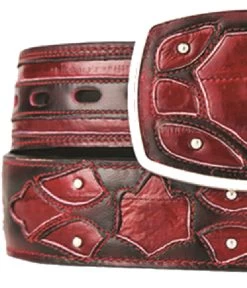 King Exotic Genuine EEL Cut-Out Design Western Belt - Faded Burgundy -Fashionable Costume KE BLT 4C11F0843 4 26735.1613601696