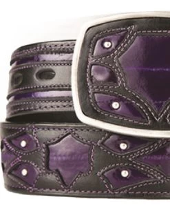 King Exotic Genuine EEL Cut-Out Design Western Belt - Purple -Fashionable Costume KE BLT 4C11F0866 3 09118.1613598223