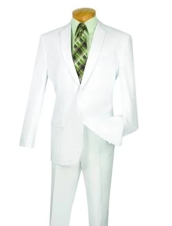 Lucci 2-Button With Flat Front Slacks Budget Slim Fit Suit - White
