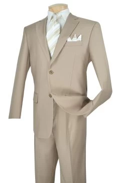 Lucci 2-Button With Flat Front Slacks Budget Suit - Beige