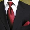 100% Woven Silk Necktie With Pocket Square - Dark Red