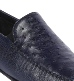 Lombardy - Genuine Ostrich Quill & Leather Loafer - Navy Blue -Fashionable Costume LMB ZLA040310 2 14447.1597945331