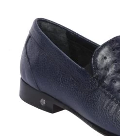 Lombardy - Genuine Ostrich Quill & Leather Loafer - Navy Blue -Fashionable Costume LMB ZLA040310 3 87734.1597945331
