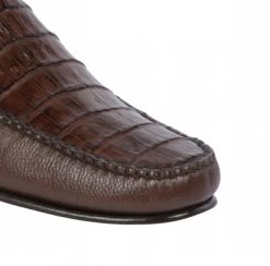 Lombardy - Genuine Caiman Crocodile & Leather Loafer - Brown -Fashionable Costume LMB ZLA048207 4 44393.1597890197