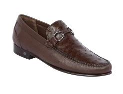 Lombardy - Genuine Ostrich Quill & Leather Horsebit Loafer - Brown