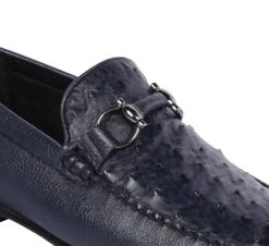 Lombardy - Genuine Ostrich Quill & Leather Horsebit Loafer - Navy -Fashionable Costume LMB ZLA050310 2 94090.1597965280
