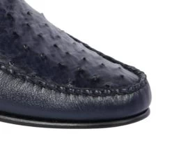Lombardy - Genuine Ostrich Quill & Leather Horsebit Loafer - Navy -Fashionable Costume LMB ZLA050310 3 78086.1597965280