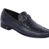 Lombardy - Genuine Ostrich Quill & Leather Horsebit Loafer - Navy