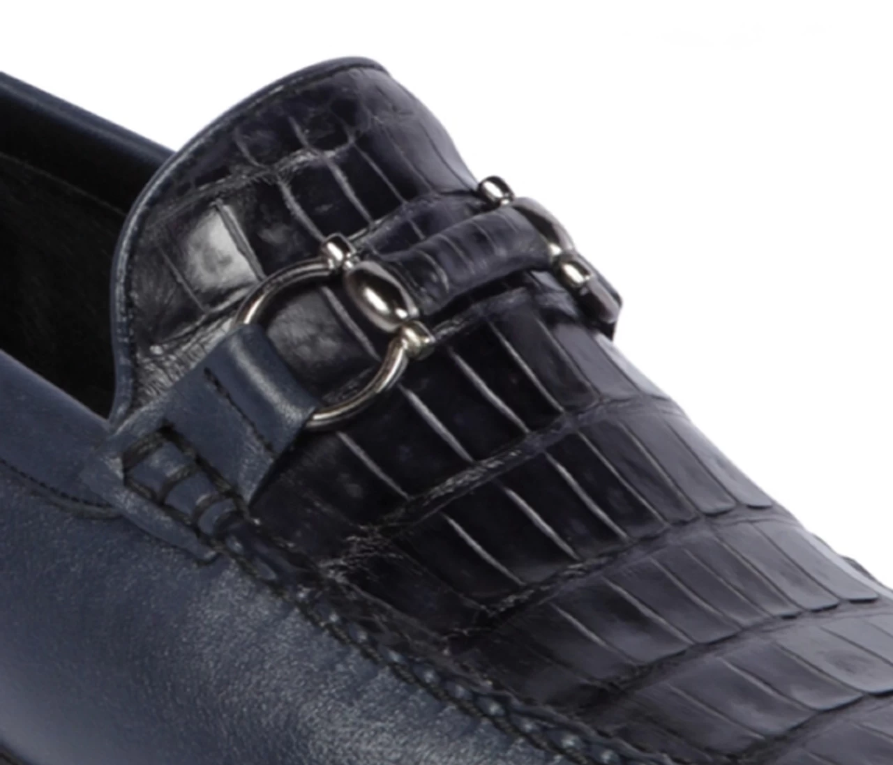 Lombardy - Genuine Caiman Croc Belly & Leather Horsebit Loafer - Navy 2 Lombardy - Genuine Caiman Croc Belly & Leather Horsebit Loafer - Navy - Image 2