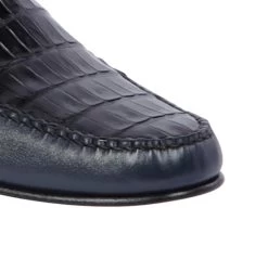 Lombardy - Genuine Caiman Croc Belly & Leather Horsebit Loafer - Navy 7 Lombardy - Genuine Caiman Croc Belly & Leather Horsebit Loafer - Navy -Fashionable Costume LMB ZLA058210 3 26809.1597989360