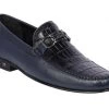 Lombardy - Genuine Caiman Croc Belly & Leather Horsebit Loafer - Navy
