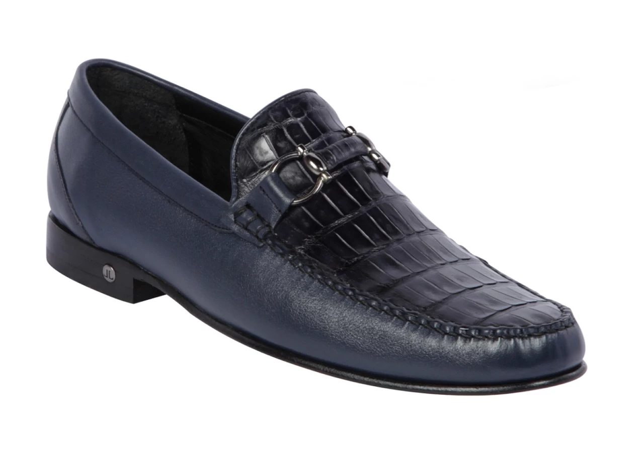 Lombardy - Genuine Caiman Croc Belly & Leather Horsebit Loafer - Navy 1 Lombardy - Genuine Caiman Croc Belly & Leather Horsebit Loafer - Navy