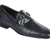 Lombardy - Genuine Teju Lizard Horsebit Dress Loafer - Navy