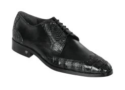 Lombardy - Genuine Caiman Belly Wingtip Dress Shoe - Black