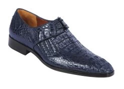 Lombardy - Genuine Caiman Croc Hornback Dress Shoe -Navy