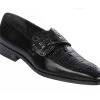 Lombardy - Genuine Caiman Belly Dress Loafer With Side Loop- Black