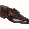 Lombardy - Genuine Caiman Belly Dress Loafer With Side Loop- Brown