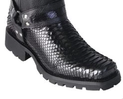 Los Altos Genuine Black Python Tall Biker Boot -Fashionable Costume LSA 55T5705 2 16374.1611953704
