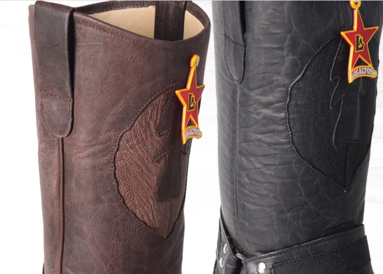 Los Altos Genuine Ostrich Leg Tall Biker Boot - Rough Finish 3 Los Altos Genuine Ostrich Leg Tall Biker Boot - Rough Finish - Image 3