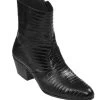 Los Altos Genuine Teju Lizard Charro Heel Ankle Boot - Black