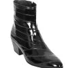 Los Altos Genuine Eel Charro Heel Ankle Boot - Black