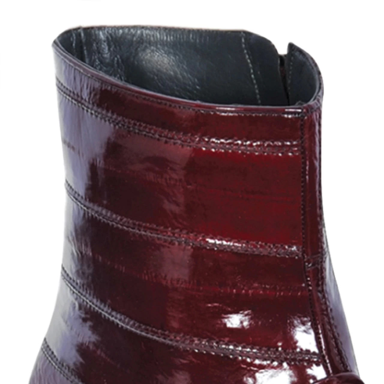 Los Altos Genuine Eel Charro Heel Ankle Boot - Burgundy 2 Los Altos Genuine Eel Charro Heel Ankle Boot - Burgundy - Image 2