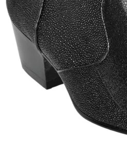 Los Altos Genuine Stingray Charro Heel Ankle Boot - Black -Fashionable Costume LSA 631105 2 90410.1610473289