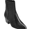 Los Altos Genuine Stingray Charro Heel Ankle Boot - Black