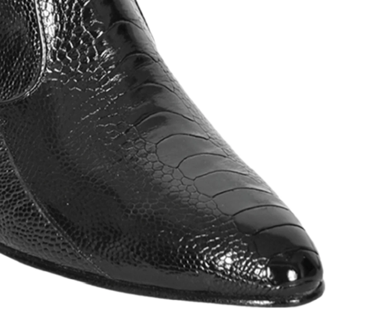 Los Altos Genuine Ostrich Leg Charro Heel Ankle Boot - Black 4 Los Altos Genuine Ostrich Leg Charro Heel Ankle Boot - Black - Image 4