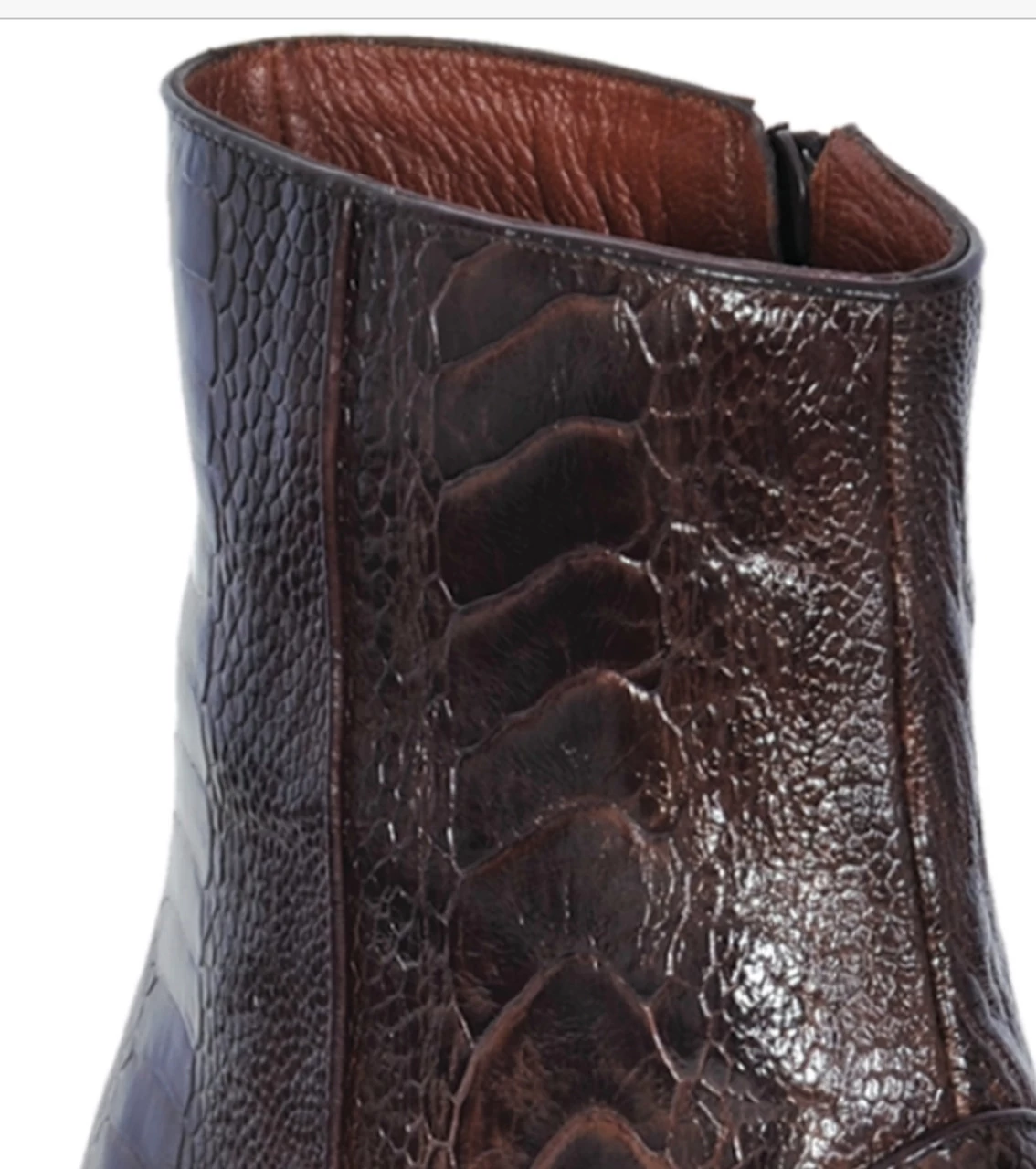 Los Altos Genuine Ostrich Leg Charro Heel Ankle Boot - Brown 3 Los Altos Genuine Ostrich Leg Charro Heel Ankle Boot - Brown - Image 3