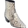 Los Altos Genuine Python Charro Heel Ankle Boot - Natural