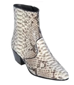Los Altos Genuine Python Charro Heel Ankle Boot - Natural