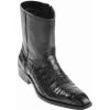 Los Altos Genuine Caiman Belly Side Zipper Ankle Boot - Black