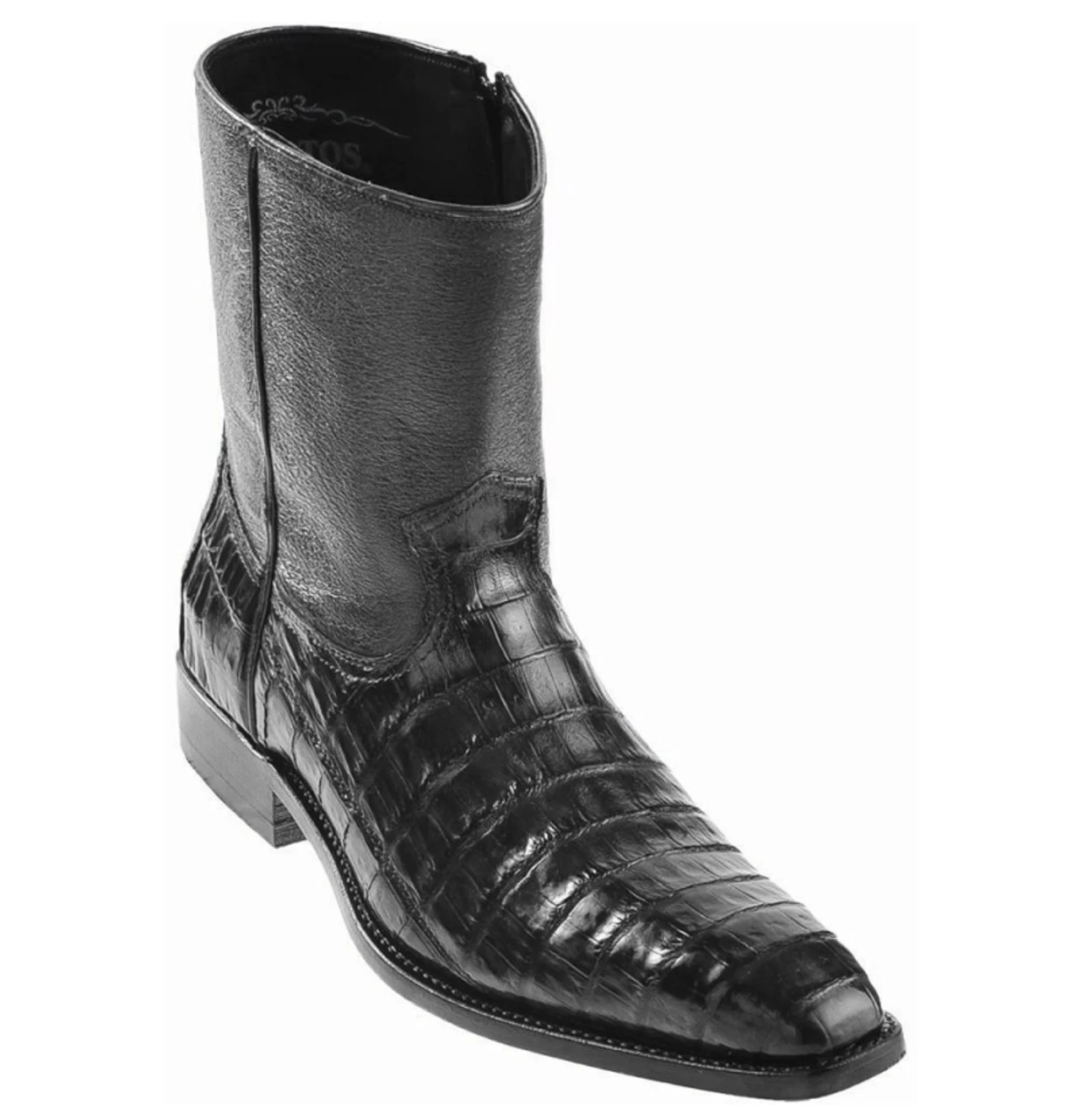 Los Altos Genuine Caiman Belly Side Zipper Ankle Boot - Black 1 Los Altos Genuine Caiman Belly Side Zipper Ankle Boot - Black