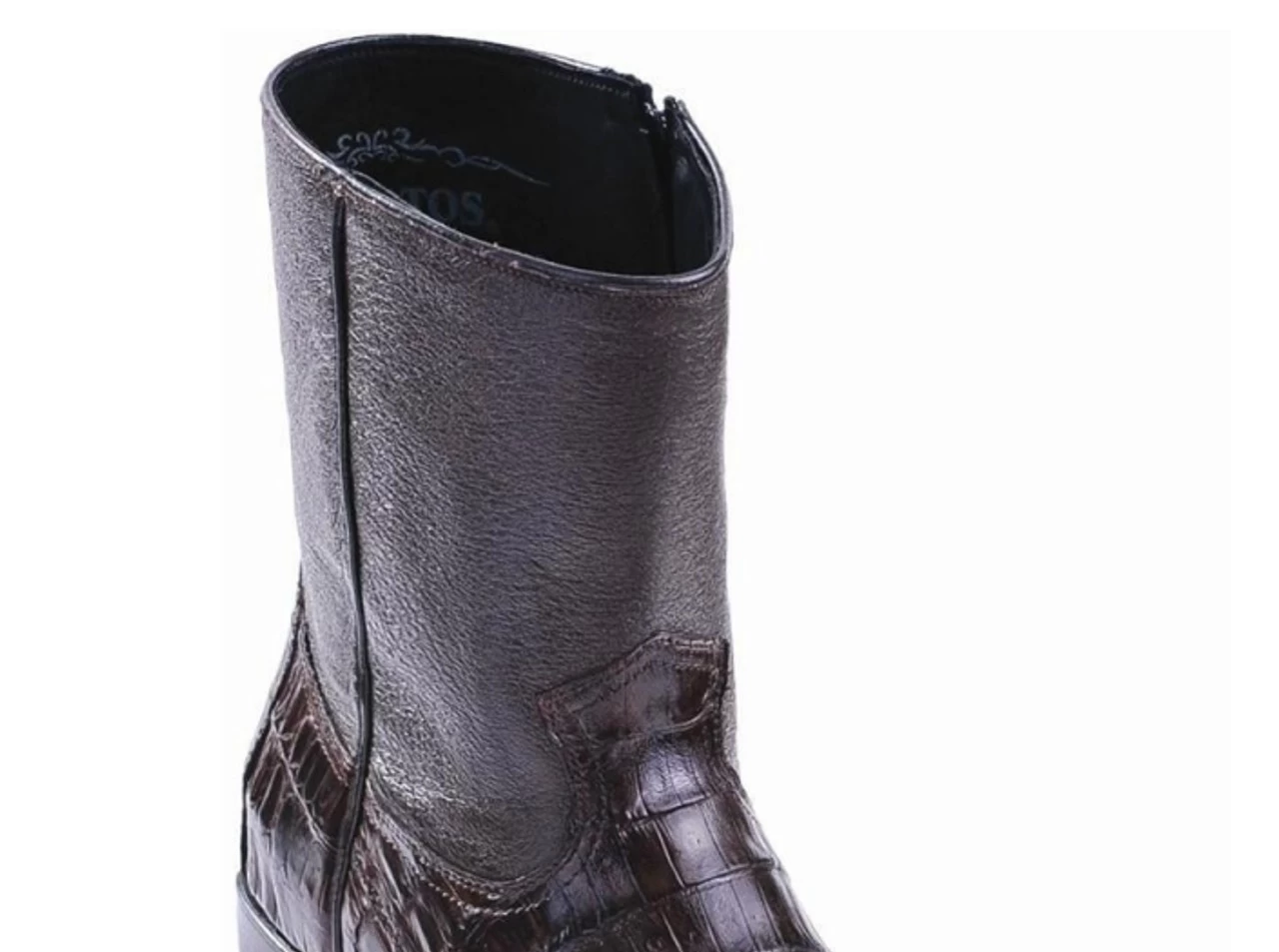 Los Altos Genuine Caiman Belly Side Zipper Ankle Boot - Brown 3 Los Altos Genuine Caiman Belly Side Zipper Ankle Boot - Brown - Image 3