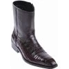Los Altos Genuine Caiman Belly Side Zipper Ankle Boot - Brown