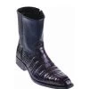 Los Altos Genuine Caiman Belly Side Zipper Ankle Boot - Black Cherry