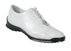 Los Altos Genuine Ostrich Leg Patch Design White Sneaker