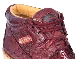 Los Altos Burgundy Genuine Ostrich Quill & Stingray Casual Ankle Boot -Fashionable Costume LSA ZA0511 06 2 98055.1612039008