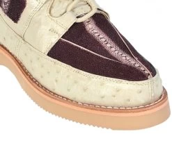 Los Altos Bone & Burgundy Genuine Ostrich Quill & Stingray Casual Ankle Boot -Fashionable Costume LSA ZA1011 06 2 51768.1612037608